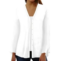 GDFUN ženska modna labava casual puni gumb s dugim rukavima niz košulju s majicom Cardigan Top - Zip
