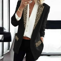Cleariance ženski rukav ležerni bluže naljepnici naljepnica Otvorena prednja Tuxedo Leopard ispisana