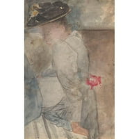 Carel Adolph Lion Cachet Crna modernog uokvirenog muzeja Art Print pod nazivom - sjedeći ženu s ravnim