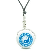 Ručno izrađen slatka keramička sreća sa šarmom Aqua yin Yang Balance Amulet Privjesak Podesiva ogrlica