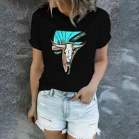 Majice za žene za žene Ležerne prilike kratki rukav Aztec Western traper TINK TEE majica