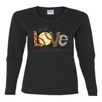 Za ljubav prema igri životinjski print sportski ženski grafički majica s dugim rukavima, crna, srednja