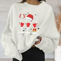 Riforla Ženska božićna grafička duksela Ležerne prilike pulover sa okruglim vratom Lagana majica Lagane