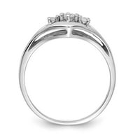 14k bijeli zlatni prsten za prsten Dijamantno okruglo kamena montaža, veličine 6