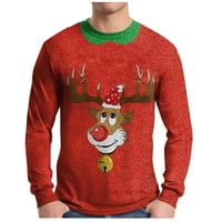 Tking modni muški košulje božićne okrugle ovratnike džemper proljeće i jesenske majice dugih rukava