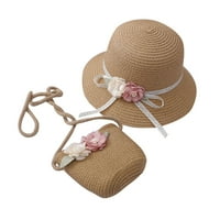 Iopqo bejzbol kape djevojke 2- starosna slama Hat Turizam sunčani šešir Cvjetni dječji šešir i torbica set Hat Pink