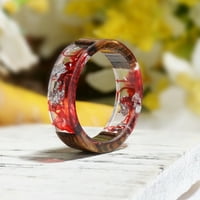 Creative Women Drveni sušeni cvijet prozirni prsten za rođendan