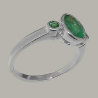 Britanci napravio 9k bijeli zlatni prsten s prirodnim smaragdnim ženskim obljetnicama - Opcije veličine