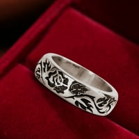 Modni klasični ružini i ružini cvjetni prstenovi retro srebrni pozlaćeni prsten za crne prstene za muškarce
