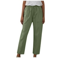Ženske hlače za noge opušteno modno pamučno elegantno elastična topla tanka SOFTY zelena obično se koristi