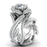 Glupest Birch Žene Romantični poklon vjenčani zabava cvjetni list sjajni cirkon zglobni prsten prsten,