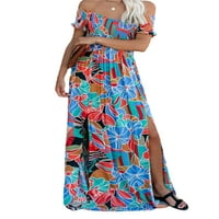 Hirigin ženska haljina za ramena, boemska kratka rukava cvjetna turska haljina za plažu