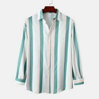 Majice za muškarce Aaiymet Winter Striped Print Shown Okrenite ležernu bluzu s dugim rukavima s dugim