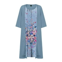 Clearsance Ljetne haljine za žene Dužina koljena A-linijska rukava vruća prodaja scoop vrat cvjetna