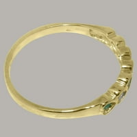 Britanci napravio 10k žuto zlatni prsten sa prirodnim dijamantskim i smaragdnim ženskim prstenom - Opcije