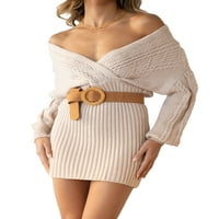 Žene dugih rukava Vrući se džemper od karoserije Klit dugi pulover Jumper Mini haljina