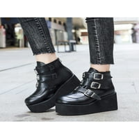 Ymiytan ženske Chunky platforme Sole Chelsea čizme Dame Crna gležnjaste pank cipele