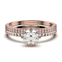 Zasljepljujuće Art Deco 1. Carat Round Cut Diamond Moissite zaručni prsten, vjenčani prsten, dva podudarna