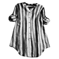 Avamo Women V izrez Rollid-up majica Dugmas Bluza Majica Dame Ocene Striped Majice Haljina Radovi OL
