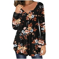 Olyvenn cvjetni ispis bluza vrhovi tunike nagledne ženske plus veličina labava ženska povremena odjeća