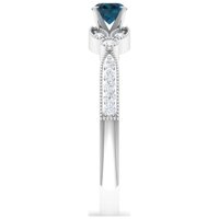 Minimal London Blue Topaz prsten sa dijamantom za žene, 14k bijelo zlato, SAD 8.00