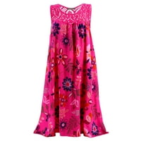 Žene ljetne haljine za žene haljina za sunčanje Ležerne prilike dugi slica vrat cvjetni ružičasti l