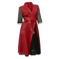Ženska modna povremena točka V izrez Split vilica duga haljina ljeta Vintage Boho Flowy Sendresses Fall