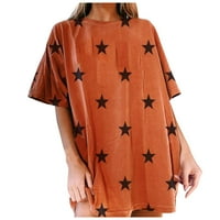 Taotanxi ženska ležerna puna boja s pet šiljastih zvijezda tiskana majica s kratkim rukavima Top prodaja