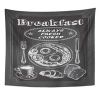 Tradicionalni doručak Engleski kafa Croissant Toast Zidna zbirka naziva Zidna umjetnost Viseća tapiserija Kućni dekor za dnevni boravak spavaće sobe