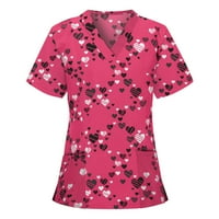 Yiwula Ženski kratki rukav V-izrez V-izrez Radna uniforma Bluza Majica za žene