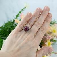 Sterling srebrni filigranski umjetnički ruby ​​corundum gemstone koktel prsten
