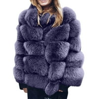 Absuyy zimski kaputi za žene Fau Furtu Ležerne prilike dugih rukava pune boje topla jakna mornarska
