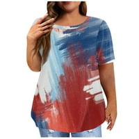 TKLPEHG Ljetna košulja za žensku čišćenje kratkih rukava Ležerne prilike opuštene fit američke zastave