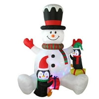 Airfun osvijetljen snjegovinski božićni ukras na otvorenom - 7ft puhanje snjegovića i pingvina sa ugrađenim šarenim rotirajućim LED svjetlima na napuhavanje dvorišta za božićnu zimu