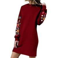 Yubnlvae casual haljina jesen cvjetni vez zimski ženski dugi haljina rukav ležerna dukserica ženska