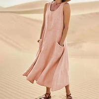 Ženska modna casual puna boja bez rukava bez rukava, ružičasta, xxl