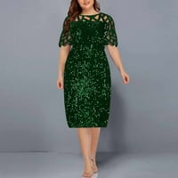 Ženske haljine okrugli dekolte modna gležnjana dužina čvrstog a-line kratkih rukava ljetna haljina zelena