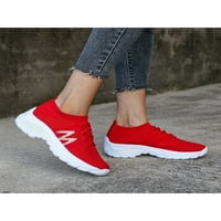 Žene hoda cipele na čarapima Tenisice Platforma Trčanje cipele Lagane tenisice Žene čipke Ured debele jedino crveno 4.5