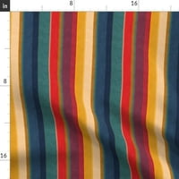 Pamuk Saten Stolcloth, 70 144 - plava crvena žuta dugina vintage stil bauhaus pruge Ispisuje posteljinu po mjeri kašika