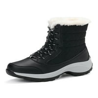 Glookwis ženske tople cipele MID CALF zimske čizme plišane snežne čizme Muške klizanje otporno na hladno vrijeme Casual Fau crni 7.5