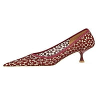 Kesitin Womens Comfort čipke Stiletto potpetice Ležerne cipele sa klizanjem Crvene cipele Crveno 6.5