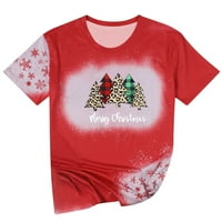 Clearsance Božićne košulje za odmor Casual Izbeljive majice za žene kontrastni grafički u boji kratkih
