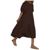 Ženska maxi haljina kratke ljetne haljine casual naffin rukav omotač na plaži s rufflesom od vratnih