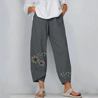 Dabuliu ženske modne čvrste labave harem hlače Capri bager-hlače casual posteljine duge ljetne hlače