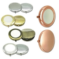 Pnellth prijenosni metalni okrugli oblik šminke pop-up dvostruki džepni ogledalo