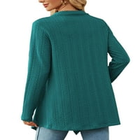 Colisha Dame Cardigan Solid Color Tanka jakna Duga rukavica Elegantna radna savratnička otvorena prednja front pauna zelena 2xl