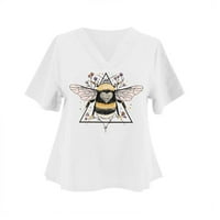 Yyeselk ljetne ženske pamučne majice casual kratkih rukava V-izrez Tuntic The Trendy Slatka grafička
