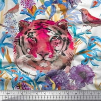 Soimoi Moss Georgette tkanina cvjetna, ptica i tigarsko lice životinjsko otisnuto od tiskane tkanine