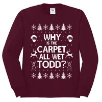 Zašto je tepih sav vlažni Todd Margo parovi ružni božićni džemper muški majica dugih rukava, maruon,