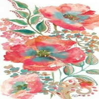 Bohemian Poppies Pink Teal II Print TRE SORELLE Studios
